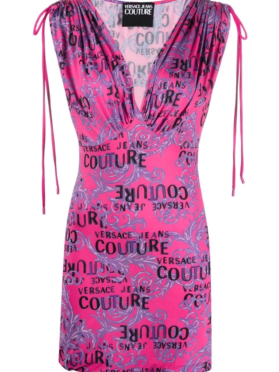 Affordable Couture Versace logo-print mini Women Jeans plunge dress 0401